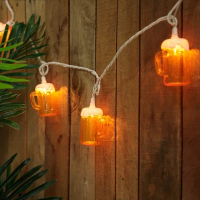 Northlight 10-Count Beer Mug Summer Outdoor Patio String Light Set, 7.25ft White Wire
