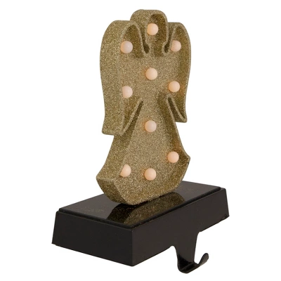 Northlight LED Lighted Glittered Angel Christmas Stocking Holder - 7" - Gold Finish - Image 2