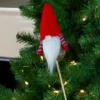 Northlight 11.5" Tiny Gray Faux Fur Santa Gnome With Red Hat And Striped Arms On A Stick Christmas Decoration