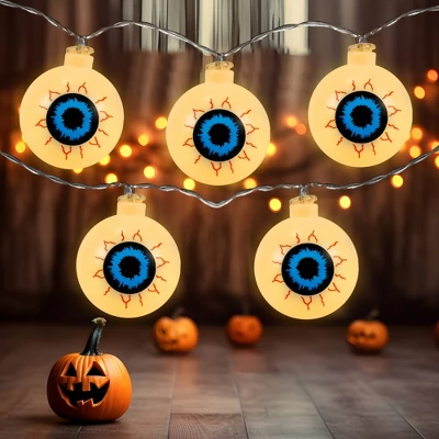 Northlight LED Bloodshot Eyeball Halloween Lights - 4.5' Clear Wire - Warm White Lights - 10ct