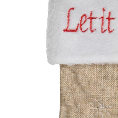 Northlight 19" Beige And Red Burlap "Let It Snow" Bird Christmas Stocking - Image 3