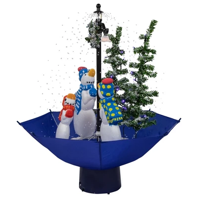 Northlight 30" Lighted Musical Snowing Snowman Family In Umbrella Base Christmas Decoration - Image 2