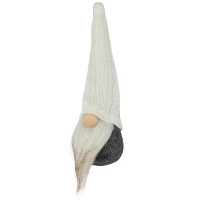 Northlight Gnome With Cable Knit Hat Christmas Decoration - 8" - Gray And White - Image 2