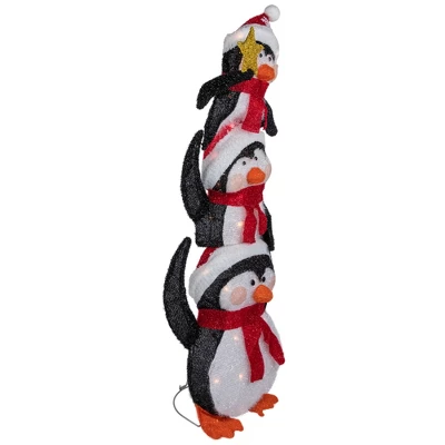 Northlight 41" Lighted Stacked Penguin Family Outdoor Christmas Decoration - Image 4