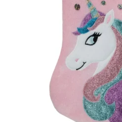 Northlight 20.5" Pink Velvet Unicorn With Sequins Christmas Stocking