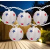Northlight Patriotic Stars Paper Lantern Patio Light Set - 8.5' White Wire - 10ct