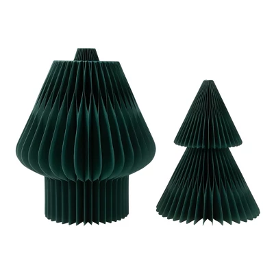 Northlight Accordion Honeycomb Foldable Paper Christmas Tree - 3' - Dark Green - Image 5