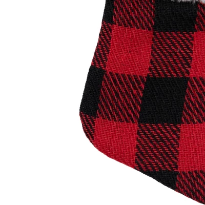 Northlight 7" Red And Black Plaid Print Christmas Stocking With Faux Fur Cuff - Image 5