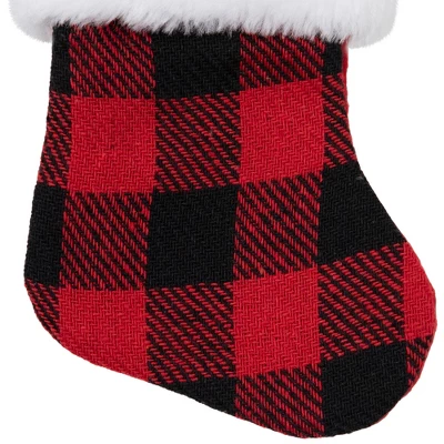 Northlight 7" Red And Black Plaid Print Christmas Stocking With Faux Fur Cuff - Image 3