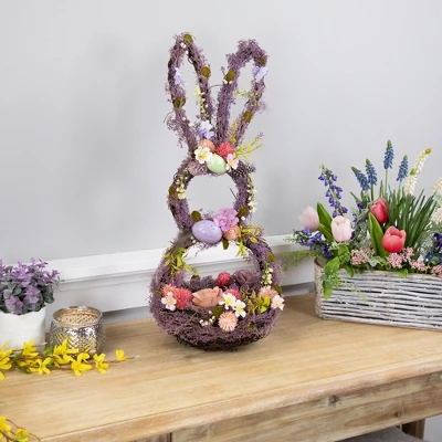 Northlight Floral Grapevine Bunny Shaped Easter Basket Decoration - 21" - Image 2