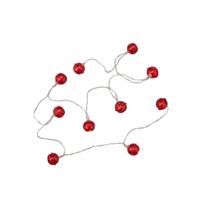 Northlight 10-Count LED Red Christmas Bells Fairy Lights, 5.5ft, Clear Wire - Image 2