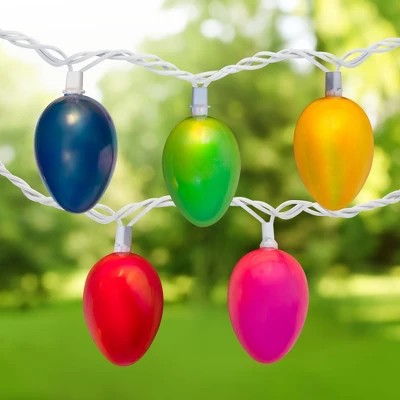Northlight 10-Count Pearl Multi-Colored Easter Egg String Light Set, 7.25ft White Wire