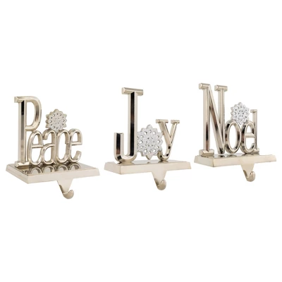 Northlight Peace, Joy And Noel Metal Christmas Stocking Holders - 6.5" - Set Of 3 - Image 3