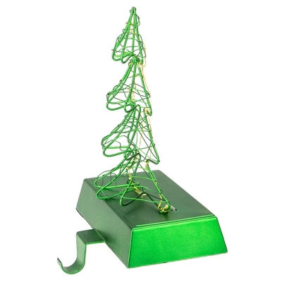 Northlight 8" LED Lighted Green Wired Christmas Tree Stocking Holder - Image 3