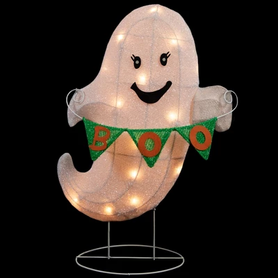 Northlight LED Ghost With "Boo" Banner Halloween Yard Decoration - 25" - Warm White Lights - Image 2