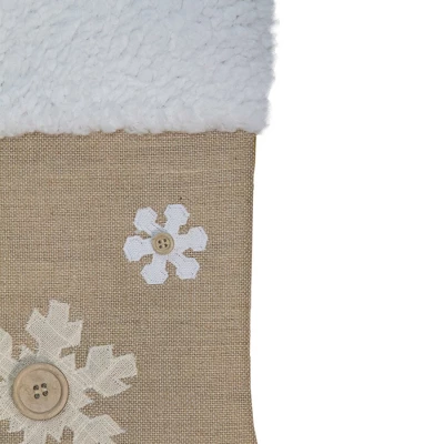 Northlight 20.5" Beige And Ivory Snowflake Embroidered Christmas Stocking - Image 3