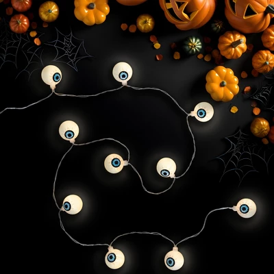 Northlight LED Bloodshot Eyeball Halloween Lights - 4.5' Clear Wire - Warm White Lights - 10ct - Image 2