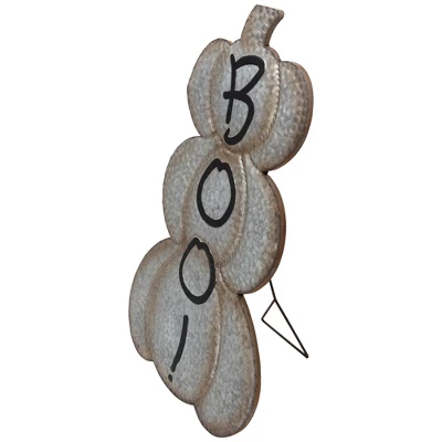 Northlight Boo! Stacked Pumpkins Metal Halloween Porch Sign - 28" - Silver - Image 4