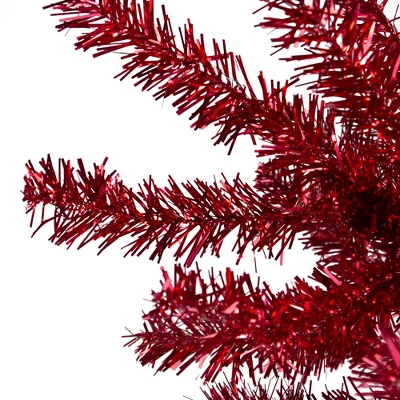 Northlight 6' Metallic Red Tinsel Artificial Christmas Tree - Unlit