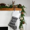 Northlight 19" Gray And White Reindeer And Snowflake Knit Christmas Stocking With Faux Fur Cuff