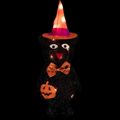 Northlight 24" Lighted Black Cat In Witch's Hat Outdoor Halloween Decoration - Image 2