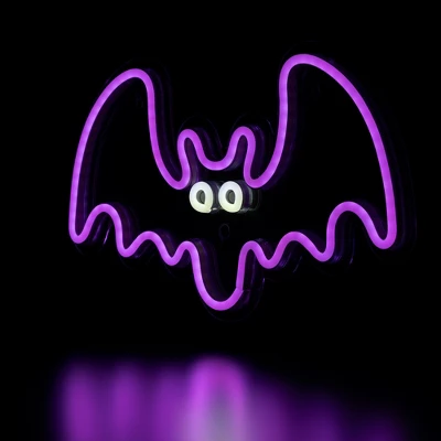 Northlight LED Bat Neon Lighted Halloween Wall Or Window Decoration - 15" - Purple - Image 3