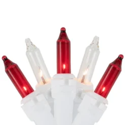 Northlight Mini Icicle Incandescent Christmas Lights - Red And Clear - 5.75' White Wire - 100ct