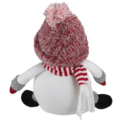 Northlight Sitting Winter Snowman Christmas Decoration - 16" - Red And White - Image 4