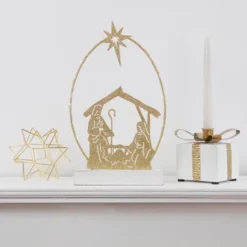 Northlight LED Lighted Glitter Holy Family Nativity Scene Christmas Decoration - 14"