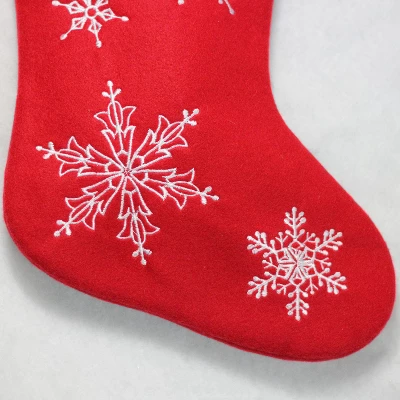 Northlight 16" Red And White Merry Christmas Snowflake Embroidered Christmas Stocking - Image 2