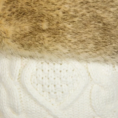 Northlight Cable Knit Christmas Stocking With Faux Fur Cuff - 20.5" - Cream And Beige - Image 4