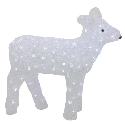 Northlight Lighted Commercial Grade Acrylic Baby Reindeer Christmas Outdoor Decoration - 18" - Polar White Lights