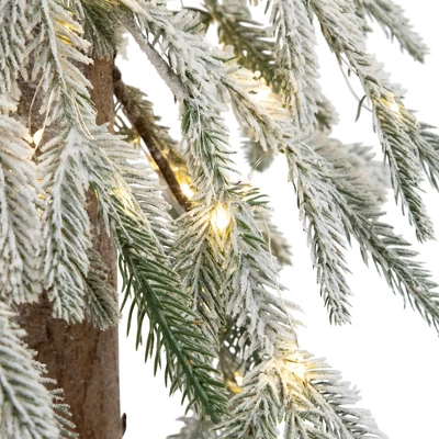 Northlight Pre-Lit Flocked Battery Operated Alpine Artificial Christmas Tree - 3' - Clear LED Lights - Image 7