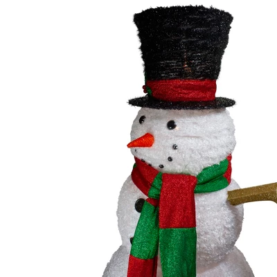 Northlight Lighted Tinsel Snowman Outdoor Christmas Decoration - 60" - Warm White Lights - Image 2