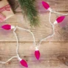 Northlight 25 Count Pink LED C9 Christmas Lights, 16 Ft White Wire