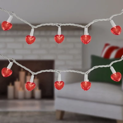 Northlight 20-Count Red LED Mini Hearts Valentine's Day Lights - 4.75ft, White Wire