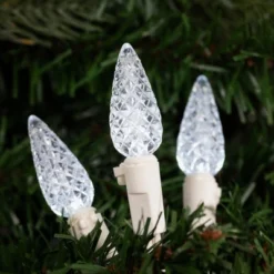 Northlight 70-Count Pure White LED Faceted C6 Christmas Lights, 23 Ft White Wire