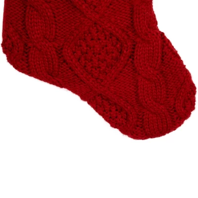 Northlight Cable Knit Christmas Stocking With Cuff - 21.5" - Red - Image 3
