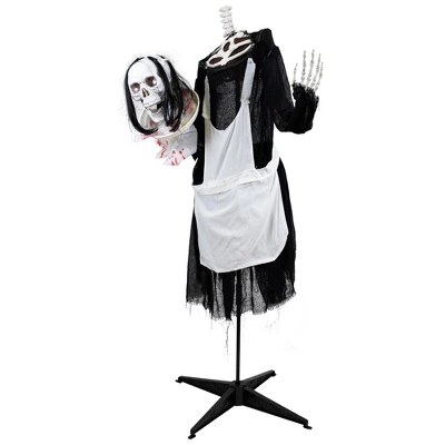 Northlight LED Lighted And Animated Skeleton Maid Head-in-Hand Halloween Figure - 57" - Image 4