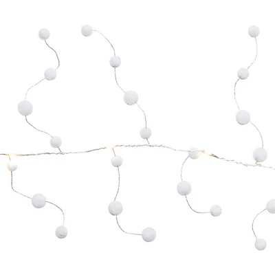 Northlight LED Lighted B/O Pom Pom Christmas Garland Lights - Cool White - 4.25' Clear Wire - 10ct - Image 3