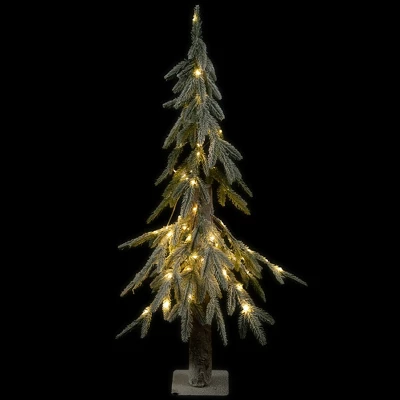 Northlight Pre-Lit Flocked Battery Operated Alpine Artificial Christmas Tree - 3' - Clear LED Lights - Image 2