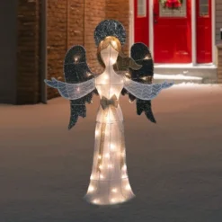 Northlight 49.25" LED Lighted White And Gold Angel Christmas Decoration