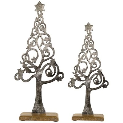 Northlight Starry Trees Metal Christmas Decorations - 18.5" - Silver - Set Of 2 - Image 5