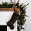 Northlight Mink Faux Fur Christmas Stocking With Pom Poms - 20.5" - Brown