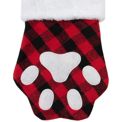 Northlight 15.5" Red And Black Buffalo Plaid Pet Embroidered Christmas Stocking - Image 2