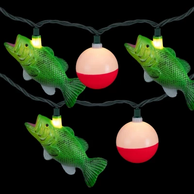 Northlight Bass And Bobber Patio Light Set - 6' Green Wire - 10ct - Image 2