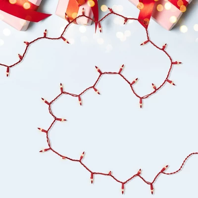 Northlight Mini Christmas Light Set- Clear With Red Tips - 10' Red Wire - 50ct - Image 2