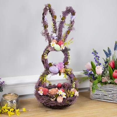 Northlight Floral Grapevine Bunny Shaped Easter Basket Decoration - 21"