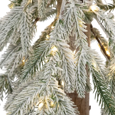 Northlight Pre-Lit Flocked Battery Operated Alpine Artificial Christmas Tree - 3' - Clear LED Lights - Image 5