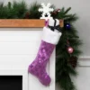 Northlight 19" Purple Sequin Snowflake Christmas Stocking With White Faux Fur Cuff